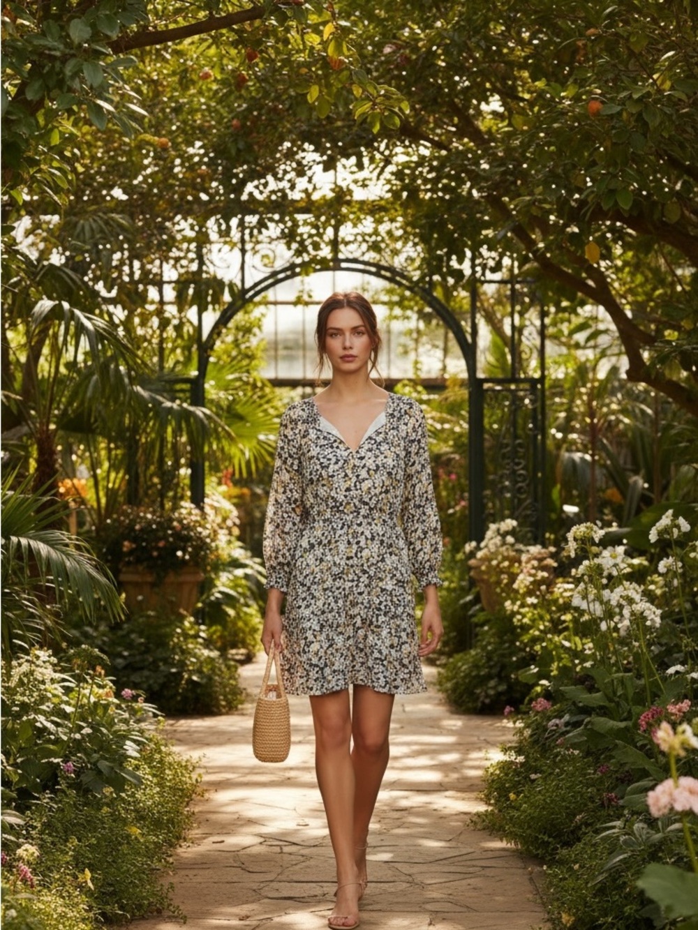 Theory Gathered Shirt Dress Floral Silk Crepe Urban Floral M